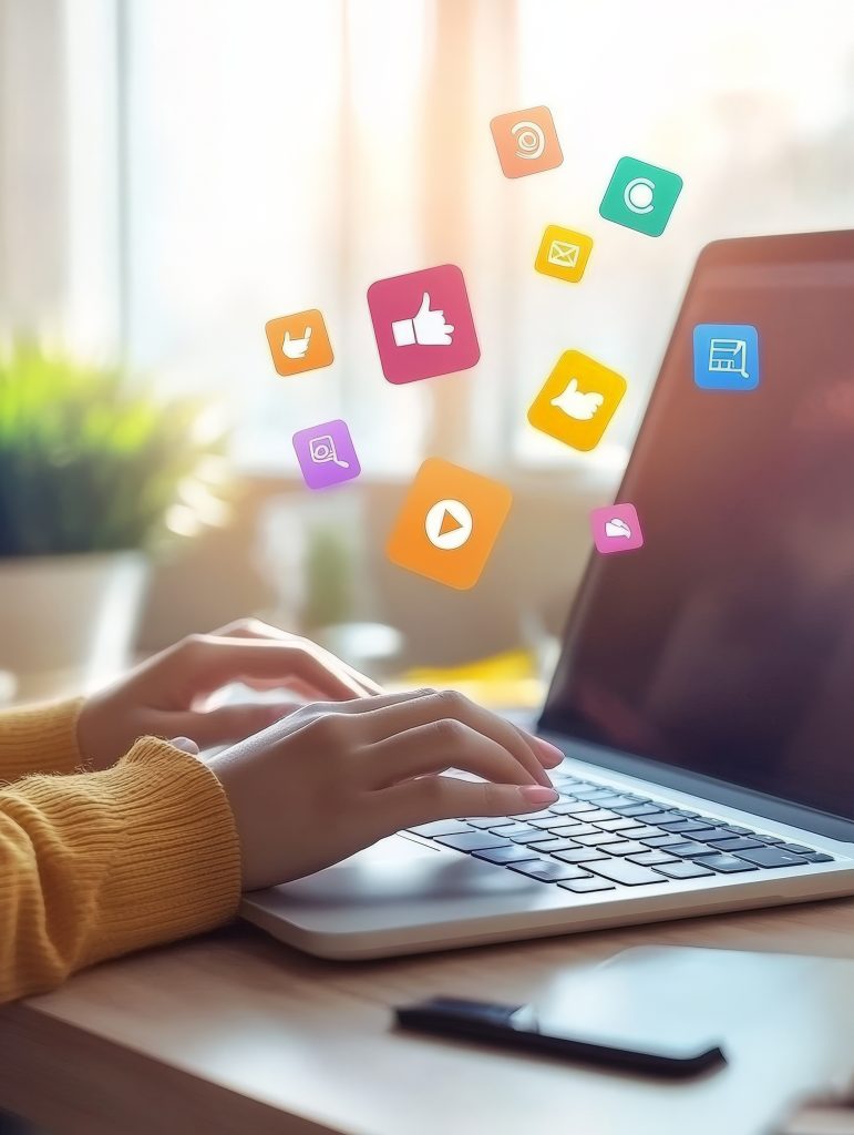 Social Media Marketing on Laptop. Social Media Marketing on Laptop.